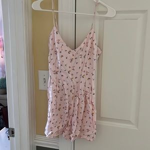 Pink summer floral mini romper
